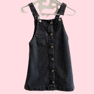 Zara Kids Size 10 Black Denim Overall Dress
